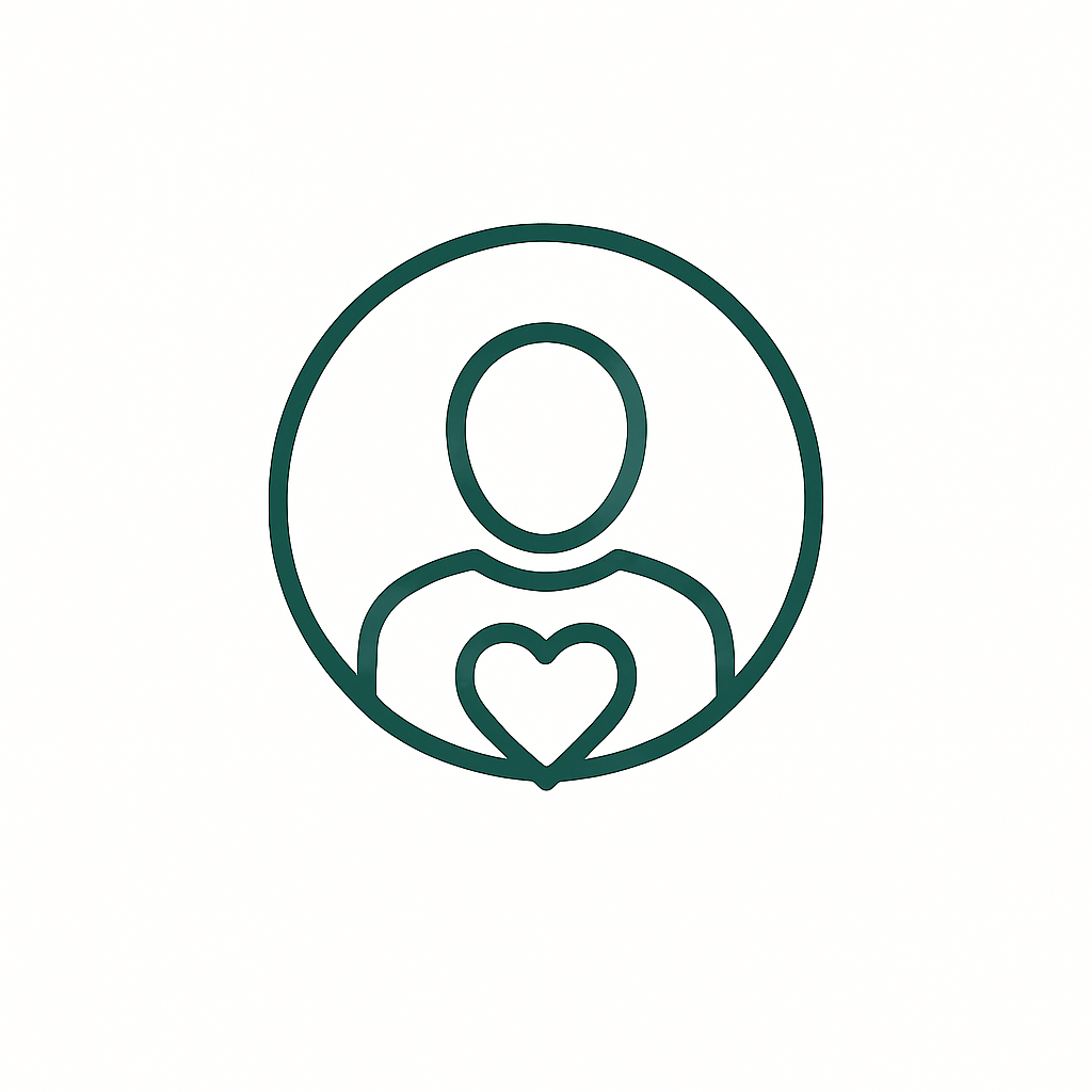 Pictogramă public interesat – siluetă umană cu inimă, simbol al comunității generale.